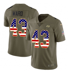 Men's Nike Tampa Bay Buccaneers #43 T.J. Ward Limited Olive/USA Flag 2017 Salute to Service NFL Jersey