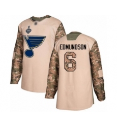 Youth St. Louis Blues #6 Joel Edmundson Authentic Camo Veterans Day Practice 2019 Stanley Cup Final Bound Hockey Jersey