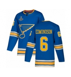 Youth St. Louis Blues #6 Joel Edmundson Authentic Navy Blue Alternate 2019 Stanley Cup Champions Hockey Jersey