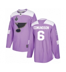 Youth St. Louis Blues #6 Joel Edmundson Authentic Purple Fights Cancer Practice 2019 Stanley Cup Final Bound Hockey Jersey