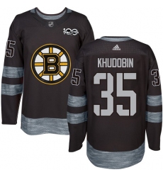 Men's Adidas Boston Bruins #35 Anton Khudobin Premier Black 1917-2017 100th Anniversary NHL Jersey