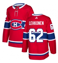 Youth Adidas Montreal Canadiens #62 Artturi Lehkonen Authentic Red Home NHL Jersey