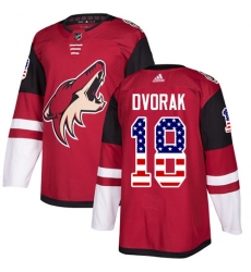 Men's Adidas Arizona Coyotes #18 Christian Dvorak Authentic Red USA Flag Fashion NHL Jersey