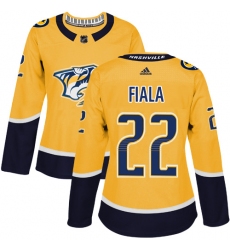 Women's Adidas Nashville Predators #22 Kevin Fiala Authentic Gold Home NHL Jersey