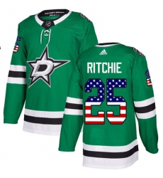 Youth Adidas Dallas Stars #25 Brett Ritchie Authentic Green USA Flag Fashion NHL Jersey