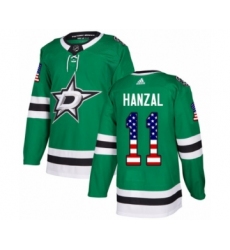 Men's Adidas Dallas Stars #11 Martin Hanzal Authentic Green USA Flag Fashion NHL Jersey