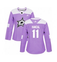 Women's Adidas Dallas Stars #11 Martin Hanzal Authentic Purple Fights Cancer Practice NHL Jersey