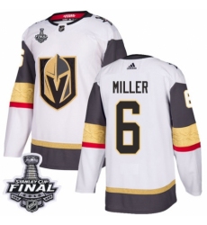 Men's Adidas Vegas Golden Knights #6 Colin Miller Authentic White Away 2018 Stanley Cup Final NHL Jersey