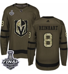 Men's Adidas Vegas Golden Knights #8 Griffin Reinhart Authentic Green Salute to Service 2018 Stanley Cup Final NHL Jersey