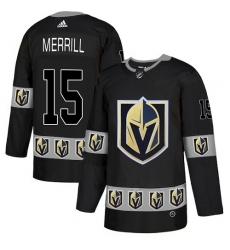 Men's Adidas Vegas Golden Knights #15 Jon Merrill Authentic Black Team Logo Fashion NHL Jersey
