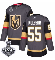 Youth Adidas Vegas Golden Knights #55 Keegan Kolesar Authentic Gray Home 2018 Stanley Cup Final NHL Jersey