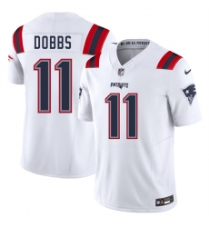 Men's New England Patriots #11 Joshua Dobbs White 2025 F.U.S.E. Vapor Limited Football Stitched Jersey
