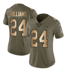Women's Nike Los Angeles Chargers #24 Trevor Williams Limited Olive/Gold 2017 Salute to Service NFL Jersey