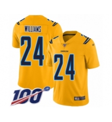 Youth Los Angeles Chargers #24 Trevor Williams Limited Gold Inverted Legend 100th Season Football Jersey