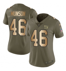 Women's Nike New York Giants #46 Calvin Munson Limited Olive/Gold 2017 Salute to Service NFL Jersey