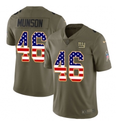 Youth Nike New York Giants #46 Calvin Munson Limited Olive/USA Flag 2017 Salute to Service NFL Jersey