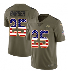 Men's Nike Tampa Bay Buccaneers #25 Peyton Barber Limited Olive/USA Flag 2017 Salute to Service NFL Jersey