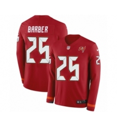 Youth Nike Tampa Bay Buccaneers #25 Peyton Barber Limited Red Therma Long Sleeve NFL Jersey