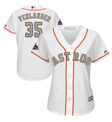 Women's Majestic Houston Astros #35 Justin Verlander Authentic White 2018 Gold Program Cool Base MLB Jersey