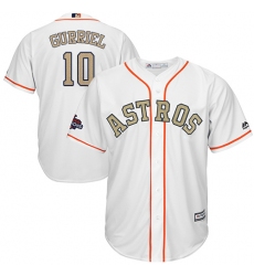 Youth Majestic Houston Astros #10 Yuli Gurriel Authentic White 2018 Gold Program Cool Base MLB Jersey