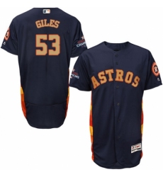 Men's Majestic Houston Astros #53 Ken Giles Navy Blue Alternate 2018 Gold Program Flex Base Authentic Collection MLB Jersey