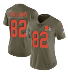 Women's Nike Cleveland Browns #82 Kasen Williams Limited Olive 2017 Salute to Service NFL Jersey
