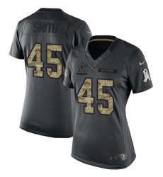 Women's Nike Dallas Cowboys #45 Rod Smith Limited Black 2016 Salute to Service NFL Jersey