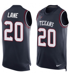 Men's Nike Houston Texans #20 Jeremy Lane Limited Navy Blue Player Name & Number Tank Top NFL Jersey