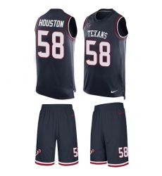 Men's Nike Houston Texans #58 Lamarr Houston Limited Navy Blue Tank Top Suit NFL Jersey