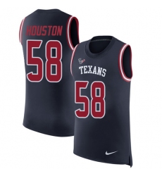 Men's Nike Houston Texans #58 Lamarr Houston Navy Blue Rush Player Name & Number Tank Top NFL Jersey