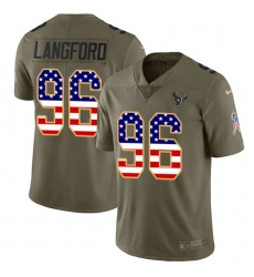 Men's Nike Houston Texans #96 Kendall Langford Limited Olive/USA Flag 2017 Salute to Service NFL Jersey