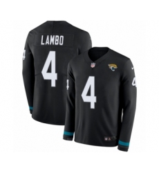Youth Nike Jacksonville Jaguars #4 Josh Lambo Limited Black Therma Long Sleeve NFL Jersey
