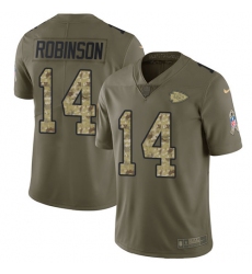 Youth Nike Kansas City Chiefs #14 Demarcus Robinson Limited Olive/Camo 2017 Salute to Service NFL Jersey