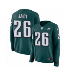 Women's Nike Philadelphia Eagles #26 Jay Ajayi Limited Green Therma Long Sleeve NFL Jersey