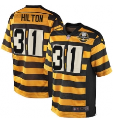 Men's Nike Pittsburgh Steelers #31 Mike Hilton Elite Yellow/Black Alternate 80TH Anniversary Throwback NFL Jersey