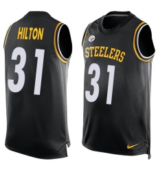 Men's Nike Pittsburgh Steelers #31 Mike Hilton Limited Black Player Name & Number Tank Top NFL Jersey