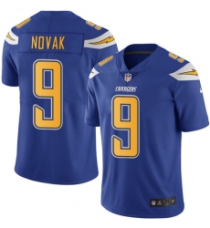 Men's Nike Los Angeles Chargers #9 Nick Novak Elite Electric Blue Rush Vapor Untouchable NFL Jersey