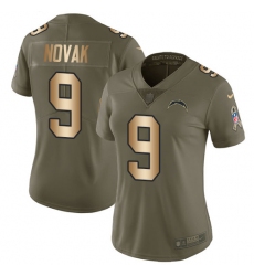 Women's Nike Los Angeles Chargers #9 Nick Novak Limited Olive/Gold 2017 Salute to Service NFL Jersey