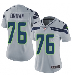 Women's Nike Seattle Seahawks #76 Duane Brown Grey Alternate Vapor Untouchable Elite Player NFL Jersey