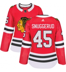 Women's Adidas Chicago Blackhawks #45 Luc Snuggerud Authentic Red Home NHL Jersey