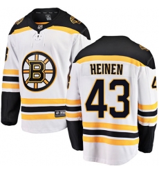 Youth Boston Bruins #43 Danton Heinen Authentic White Away Fanatics Branded Breakaway NHL Jersey