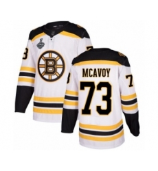 Men's Boston Bruins #73 Charlie McAvoy Authentic White Away 2019 Stanley Cup Final Bound Hockey Jersey
