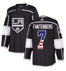 Men's Adidas Los Angeles Kings #7 Oscar Fantenberg Authentic Black USA Flag Fashion NHL Jersey