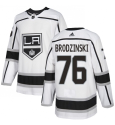 Men's Adidas Los Angeles Kings #76 Jonny Brodzinski Authentic White Away NHL Jersey