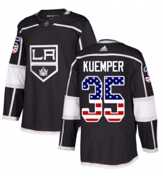 Men's Adidas Los Angeles Kings #35 Darcy Kuemper Authentic Black USA Flag Fashion NHL Jersey
