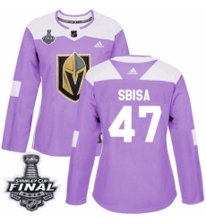 Women's Adidas Vegas Golden Knights #47 Luca Sbisa Authentic Purple Fights Cancer Practice 2018 Stanley Cup Final NHL Jersey