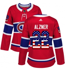 Women's Adidas Montreal Canadiens #22 Karl Alzner Authentic Red USA Flag Fashion NHL Jersey