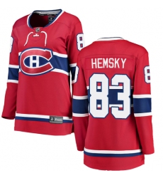Women's Montreal Canadiens #83 Ales Hemsky Authentic Red Home Fanatics Branded Breakaway NHL Jersey