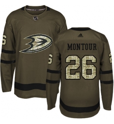 Youth Adidas Anaheim Ducks #26 Brandon Montour Authentic Green Salute to Service NHL Jersey