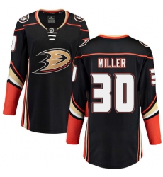 Women's Anaheim Ducks #30 Ryan Miller Fanatics Branded Black Home Breakaway NHL Jersey